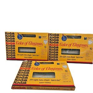 Kodak Color Of Christmas 100 Strings Light Extra Bright Indoor Outdoor Holiday